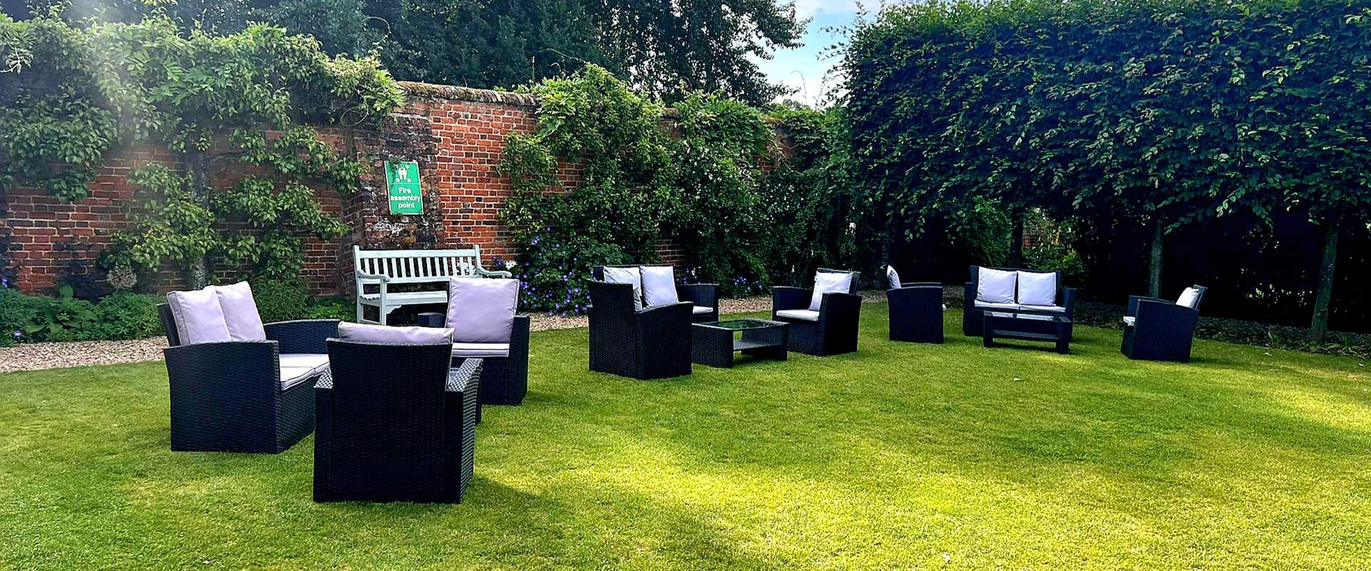 Rattan garden furniture on hire at braxted park
