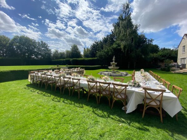 Rustic Cross-back chairs for an Essex wedding.