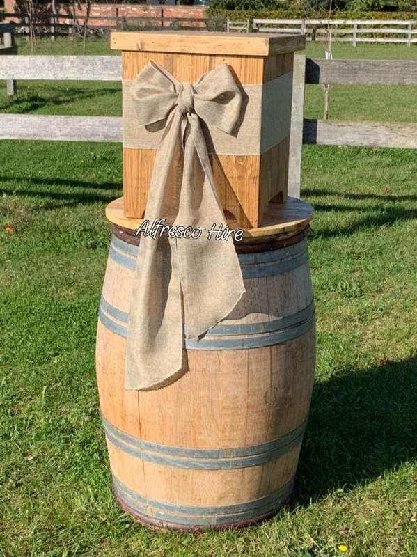 rustic barrel and post box for wedding