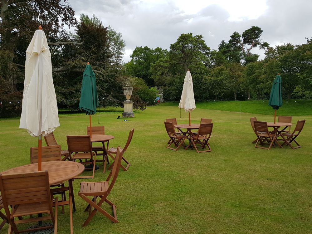 Wooden Garden Sets and Parasols at Great Bardfield Essex